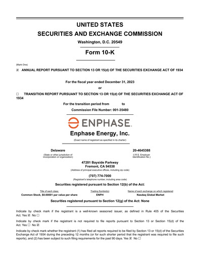 Thumbnail Enphase Energy
 Annual Report 2023