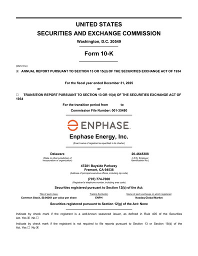 Thumbnail Enphase Energy
 Annual Report 2025