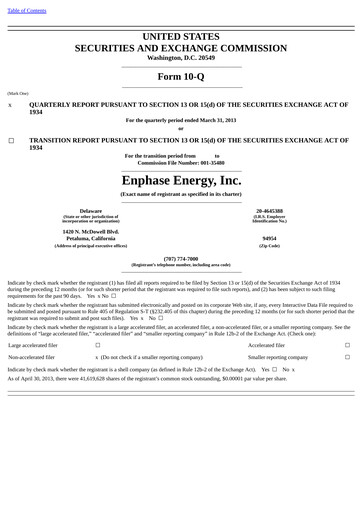 Vorschaubild Enphase Energy
 Quartalsbericht 2013-q1