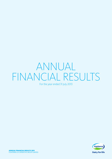 Miniature Fonterra Bilan financier 2013