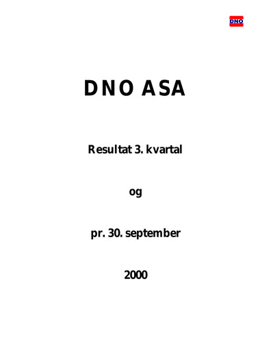 Thumbnail DNO ASA Quarterly Report 2000-q3