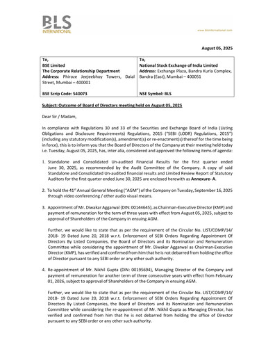 Thumbnail BLS International
 Quarterly Report 2025-q1