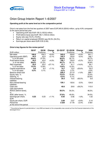 Thumbnail Orion Corporation Half-year Report 2007-h1