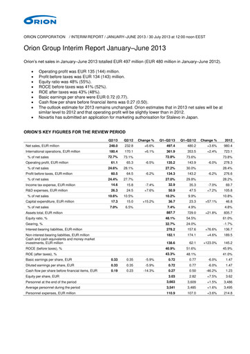 Thumbnail Orion Corporation Half-year Report 2013-h1