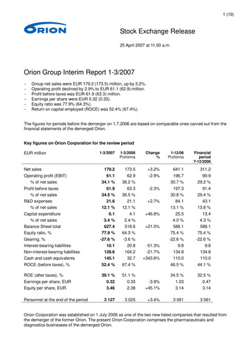 Thumbnail Orion Corporation Quarterly Report 2007-q1