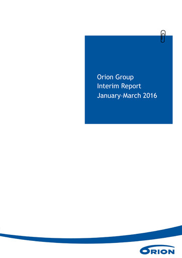 Thumbnail Orion Corporation Quarterly Report 2016-q1