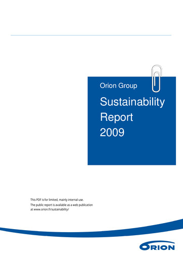 Thumbnail Orion Corporation Sustainability Report 2009