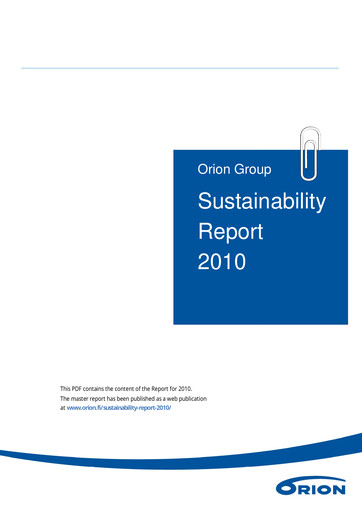 Thumbnail Orion Corporation Sustainability Report 2010