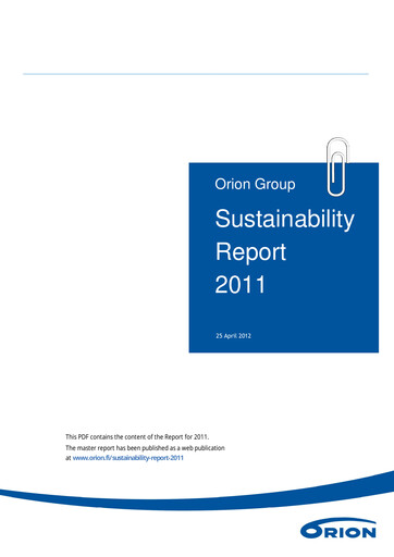 Thumbnail Orion Corporation Sustainability Report 2011