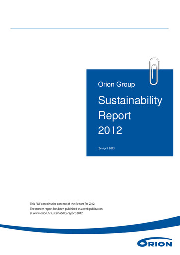 Thumbnail Orion Corporation Sustainability Report 2012