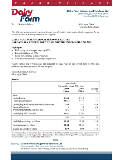Thumbnail DFI Retail Group
 Half-year Report 2009-h1