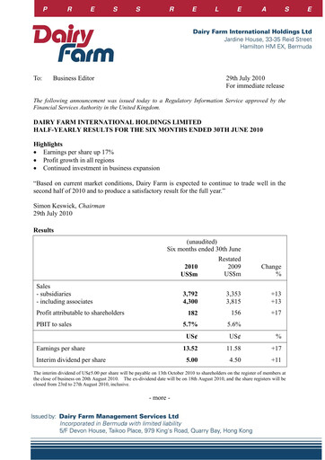 Thumbnail DFI Retail Group
 Half-year Report 2010-h1