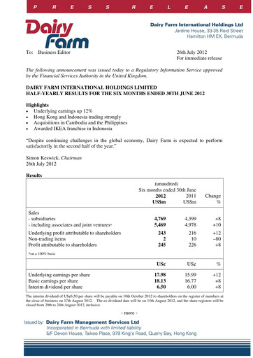 Thumbnail DFI Retail Group
 Half-year Report 2012-h1