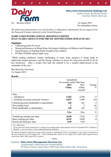 Thumbnail DFI Retail Group
 Half-year Report 2013-h1