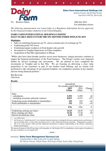 Thumbnail DFI Retail Group
 Half-year Report 2015-h1