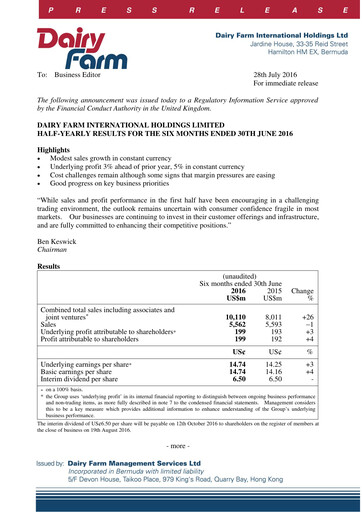 Thumbnail DFI Retail Group
 Half-year Report 2016-h1