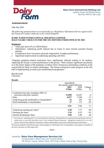 Thumbnail DFI Retail Group
 Half-year Report 2021-h1