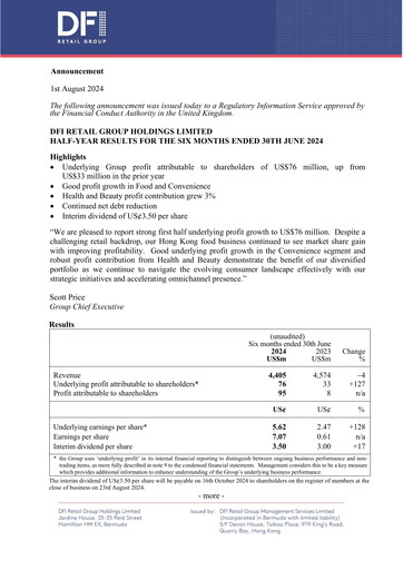 Thumbnail DFI Retail Group
 Half-year Report 2024-h1
