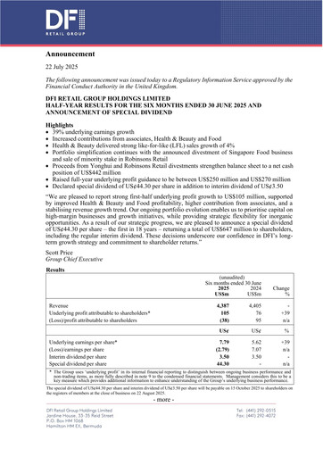 Thumbnail DFI Retail Group
 Half-year Report 2025-h1