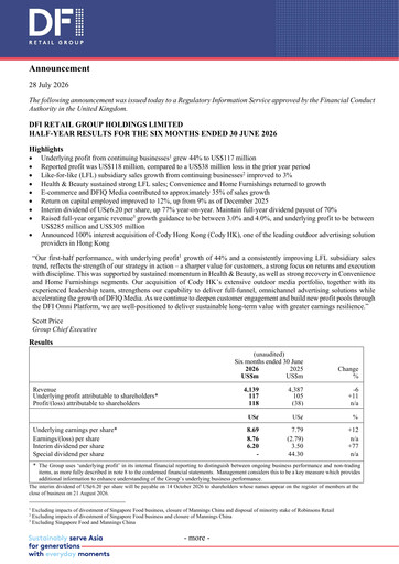 Thumbnail DFI Retail Group
 Half-year Report 2026-h1