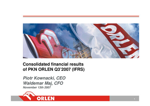 Thumbnail PKN Orlen
 Quarterly Report 2007-q3