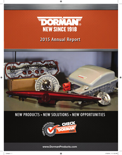 Thumbnail Dorman Products Annual Report 2015