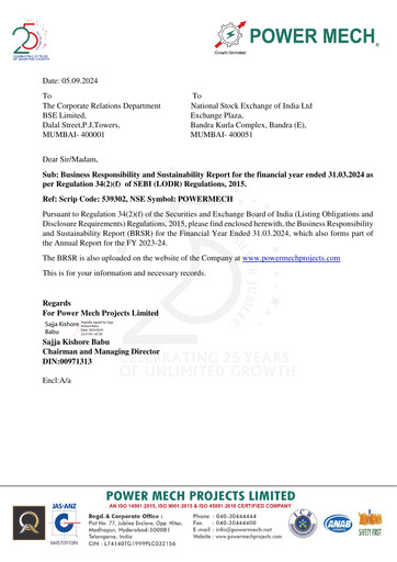 Miniature Power Mech Projects Rapport de durabilité 2023-2024