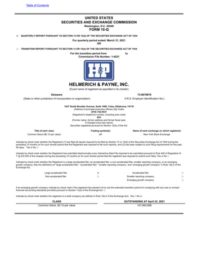 Thumbnail Helmerich & Payne

 Quarterly Report 2021-q2