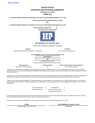 Thumbnail Helmerich & Payne

 Quarterly Report 2023-q1