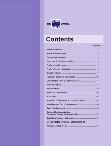Thumbnail KCP Limited Annual Report 2008-2009