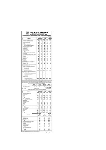 Thumbnail KCP Limited Quarterly Report 2010-q2