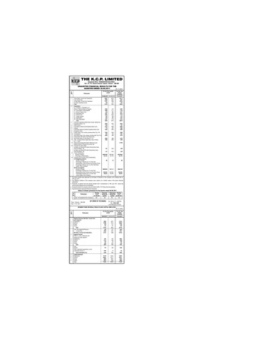 Thumbnail KCP Limited Quarterly Report 2011-q1