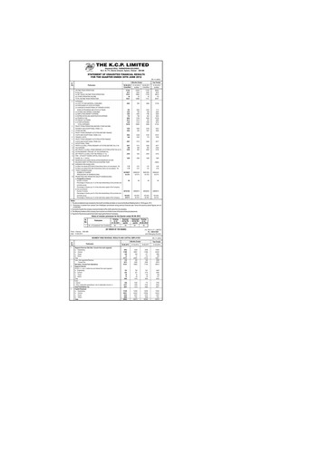 Thumbnail KCP Limited Quarterly Report 2012-q1