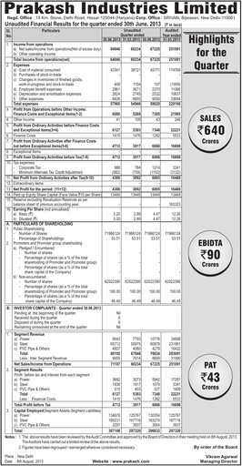 Thumbnail Prakash Industries
 Quarterly Report 2013-q1
