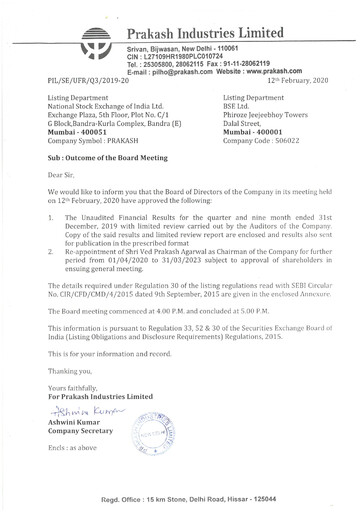 Thumbnail Prakash Industries
 Quarterly Report 2019-q3