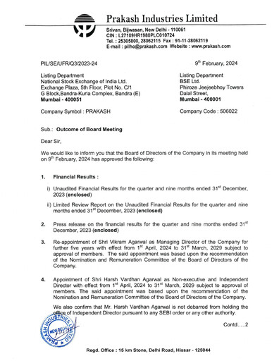 Thumbnail Prakash Industries
 Quarterly Report 2023-q3