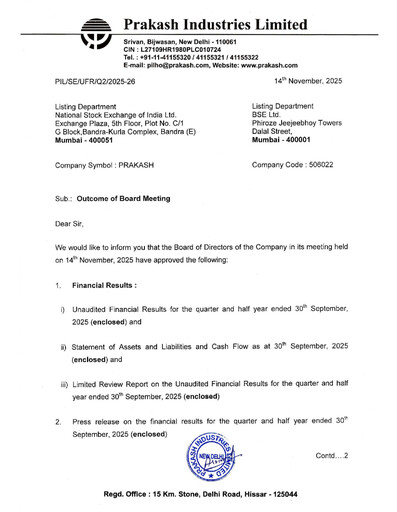 Thumbnail Prakash Industries
 Quarterly Report 2025-q2