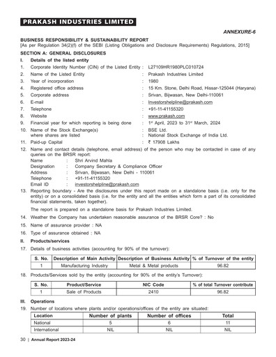 Thumbnail Prakash Industries
 Sustainability Report 2023-2024