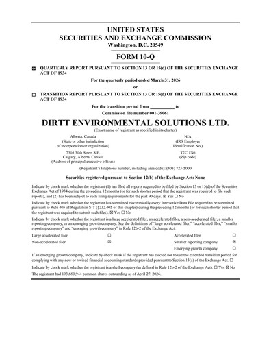 Thumbnail DIRTT Environmental Solutions Quarterly Report 2026-q1