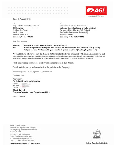 Miniature Asian Granito India
 Rapport trimestriel 2025-q1