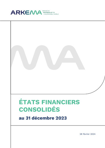 Thumbnail Arkema Financial Statement 2023