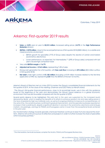 Thumbnail Arkema Quarterly Report 2019-q1