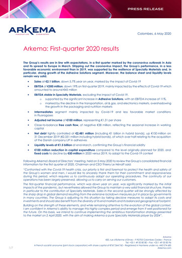 Thumbnail Arkema Quarterly Report 2020-q1