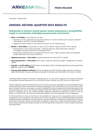 Thumbnail Arkema Quarterly Report 2024-q2