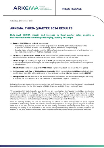 Thumbnail Arkema Quarterly Report 2024-q3
