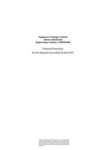 Thumbnail Singapore Exchange Financial Statement 2021