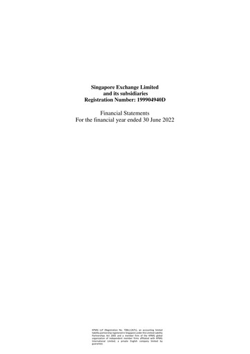 Thumbnail Singapore Exchange Financial Statement 2022
