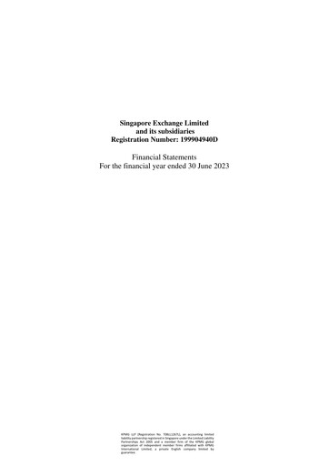 Thumbnail Singapore Exchange Financial Statement 2023