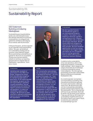 Vorschaubild Singapore Exchange Nachhaltigkeitsbericht 2012