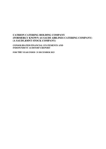 Thumbnail CATRION Catering Holding Company Financial Statement 2023
